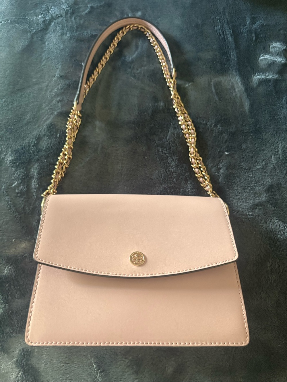 Tory Burch Pink Leather  paker convertible with Gold Chain Strap